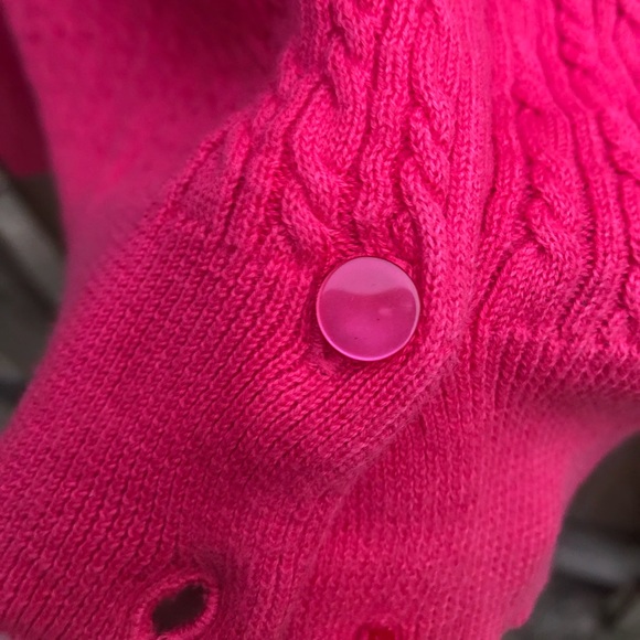 Talbots Cardigan 100% Pima Cotton Sweater Pink Cable Knit Button Front Womens XL - Picture 4 of 15